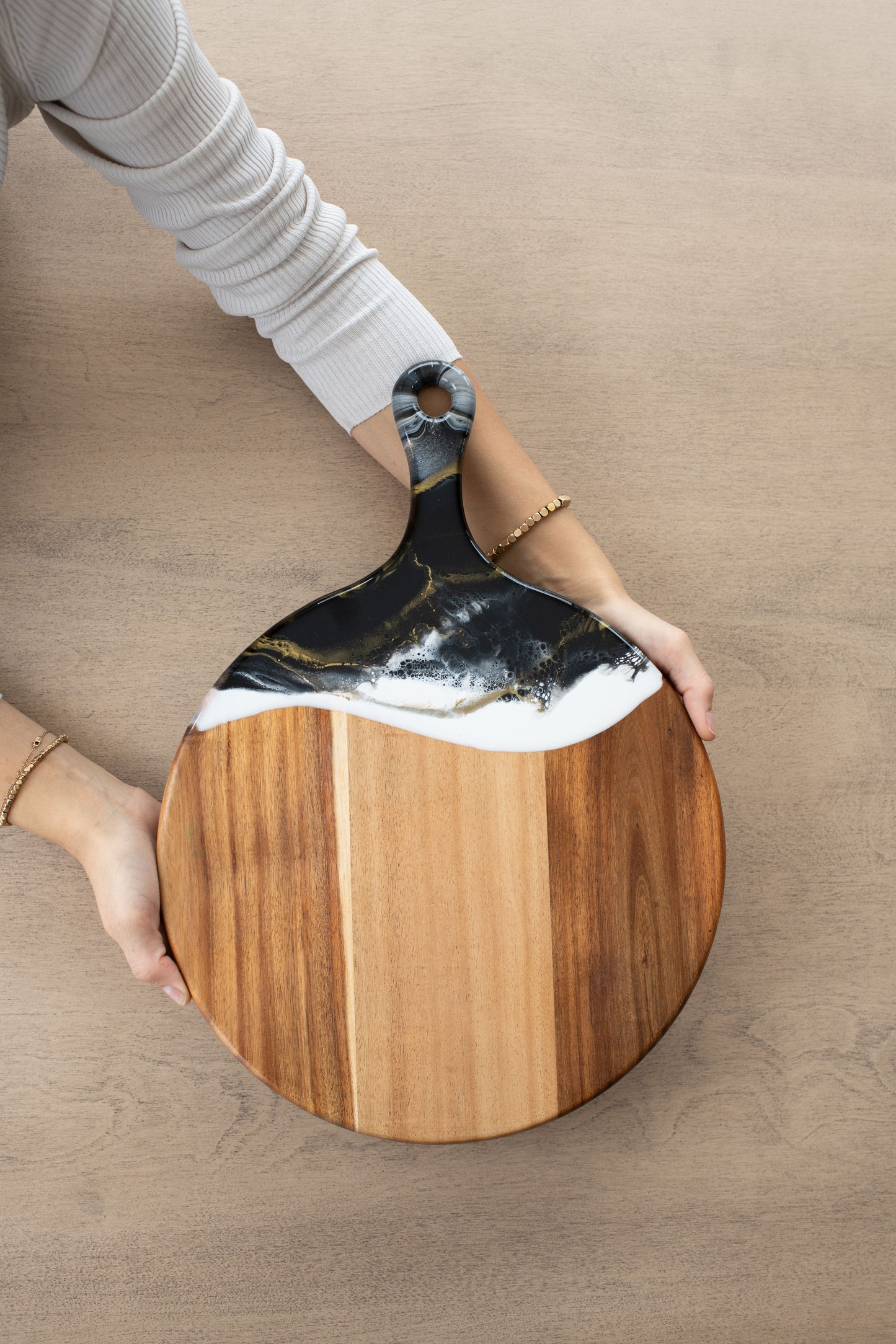 Round Cheese Paddle Acacia Boards