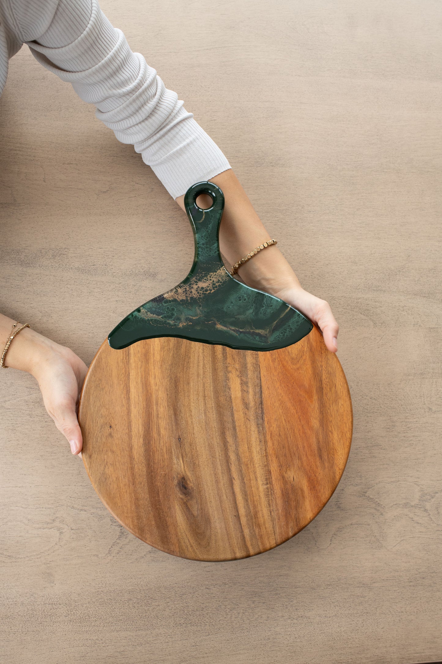 Round Cheese Paddle Acacia Boards