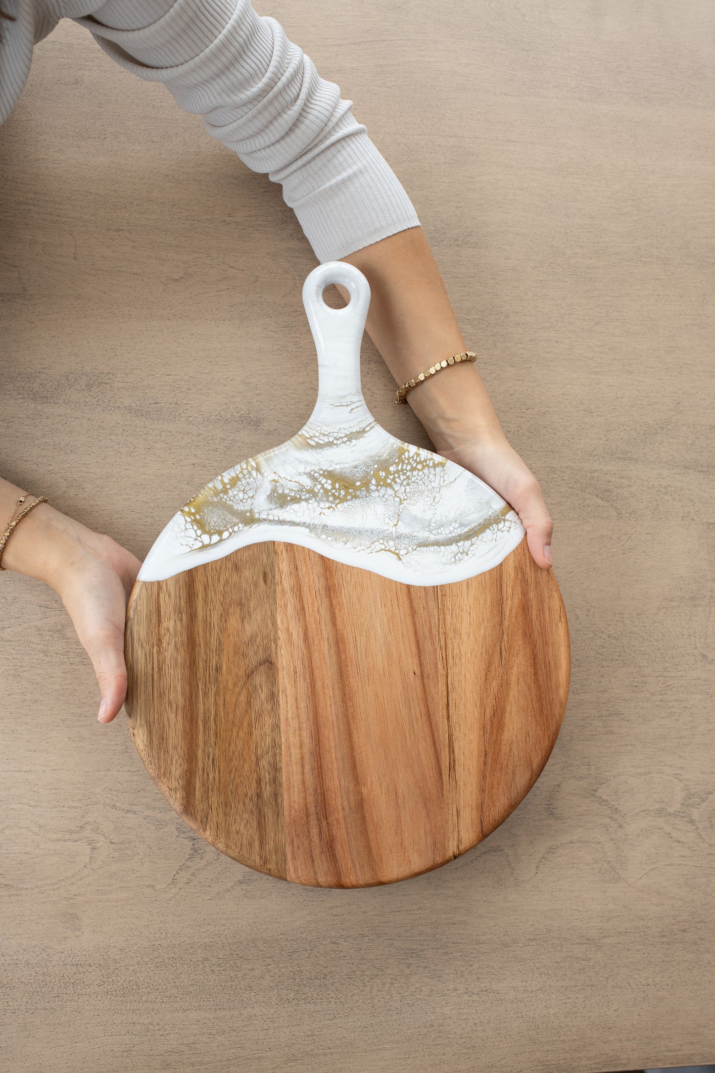 Round Cheese Paddle Acacia Boards