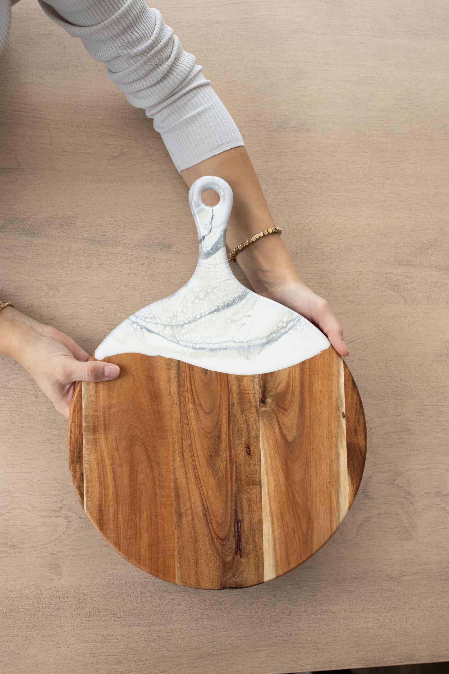 Round Cheese Paddle Acacia Boards