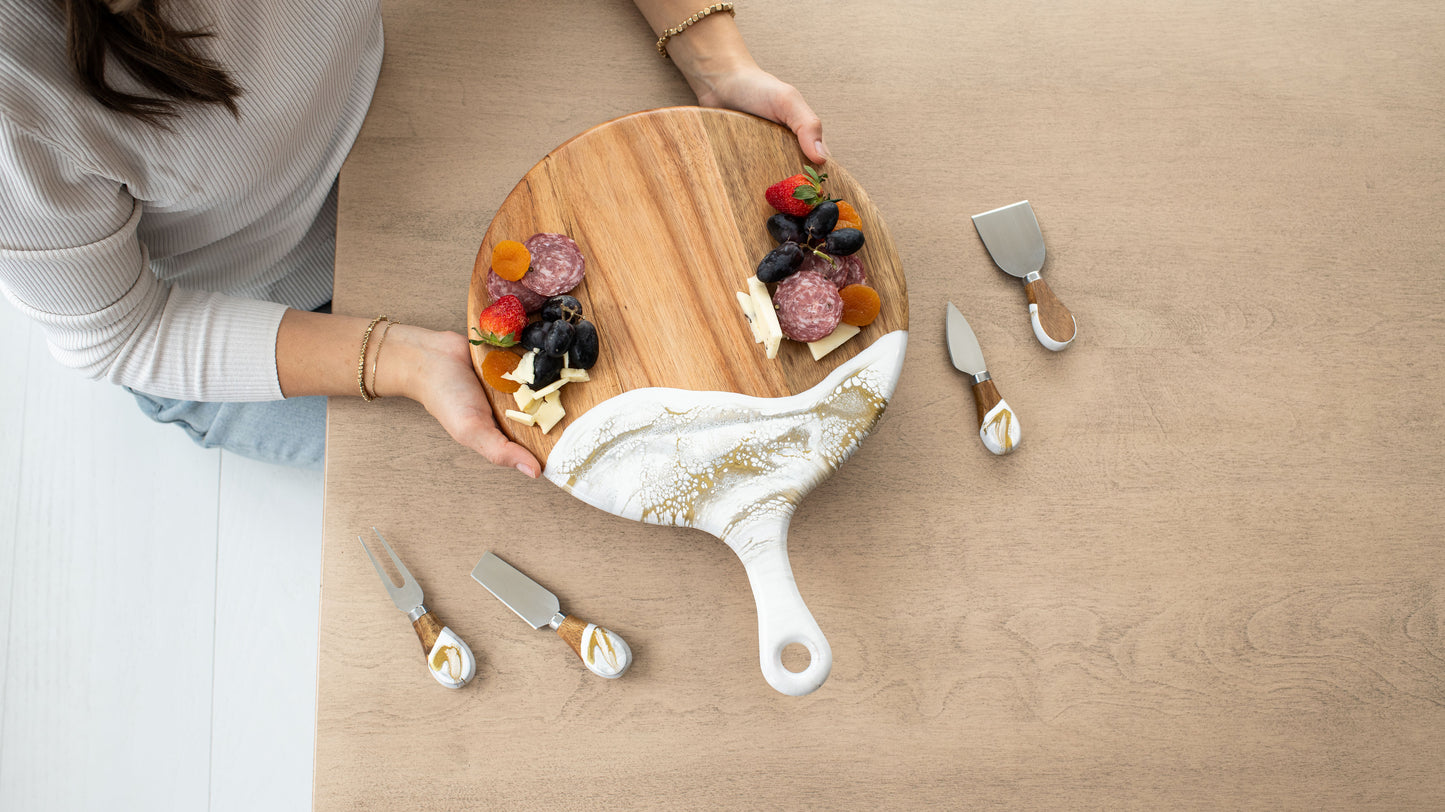 Round Cheese Paddle Acacia Boards