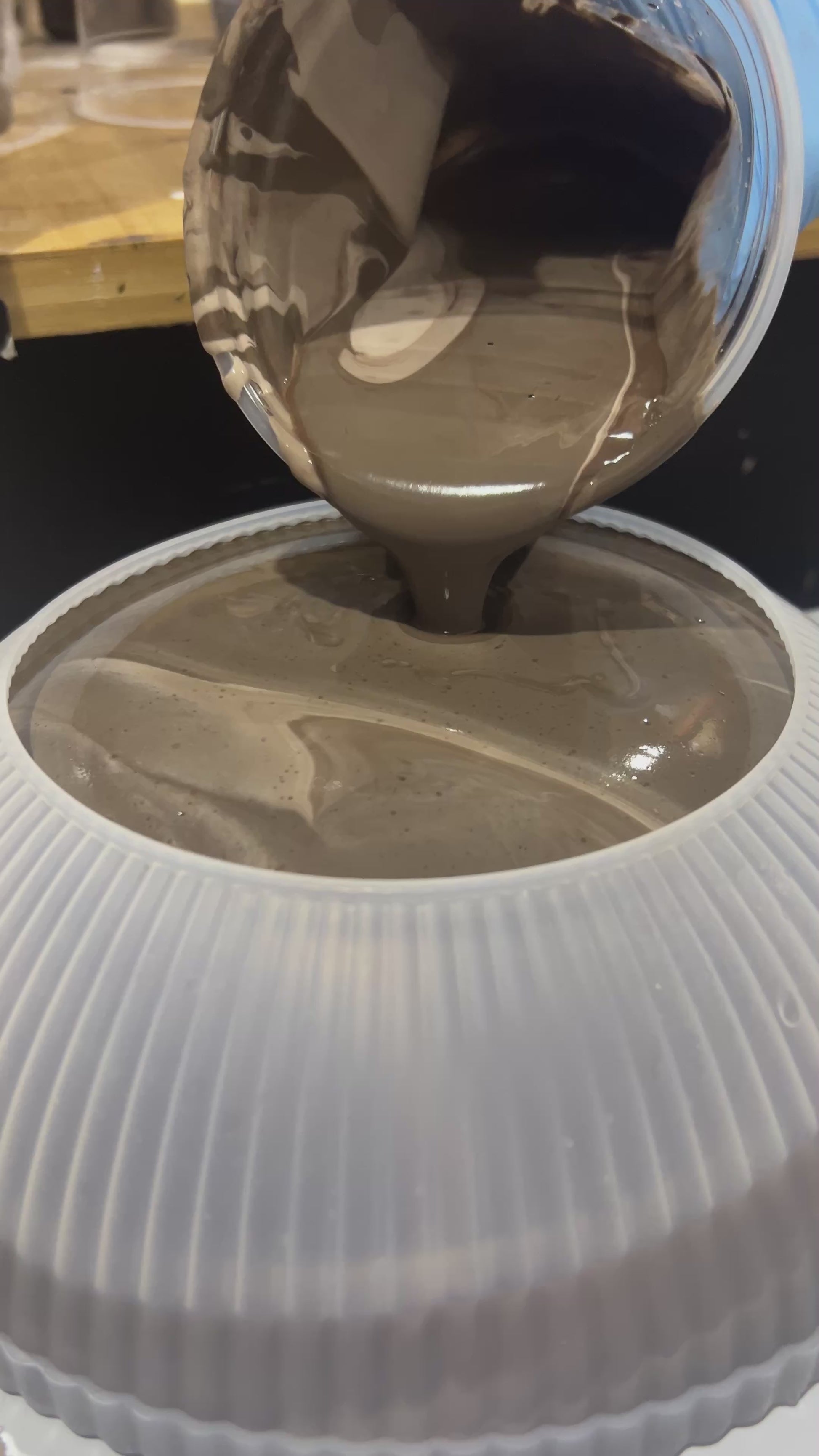 video showing the pouring process of our mocha stone collection 