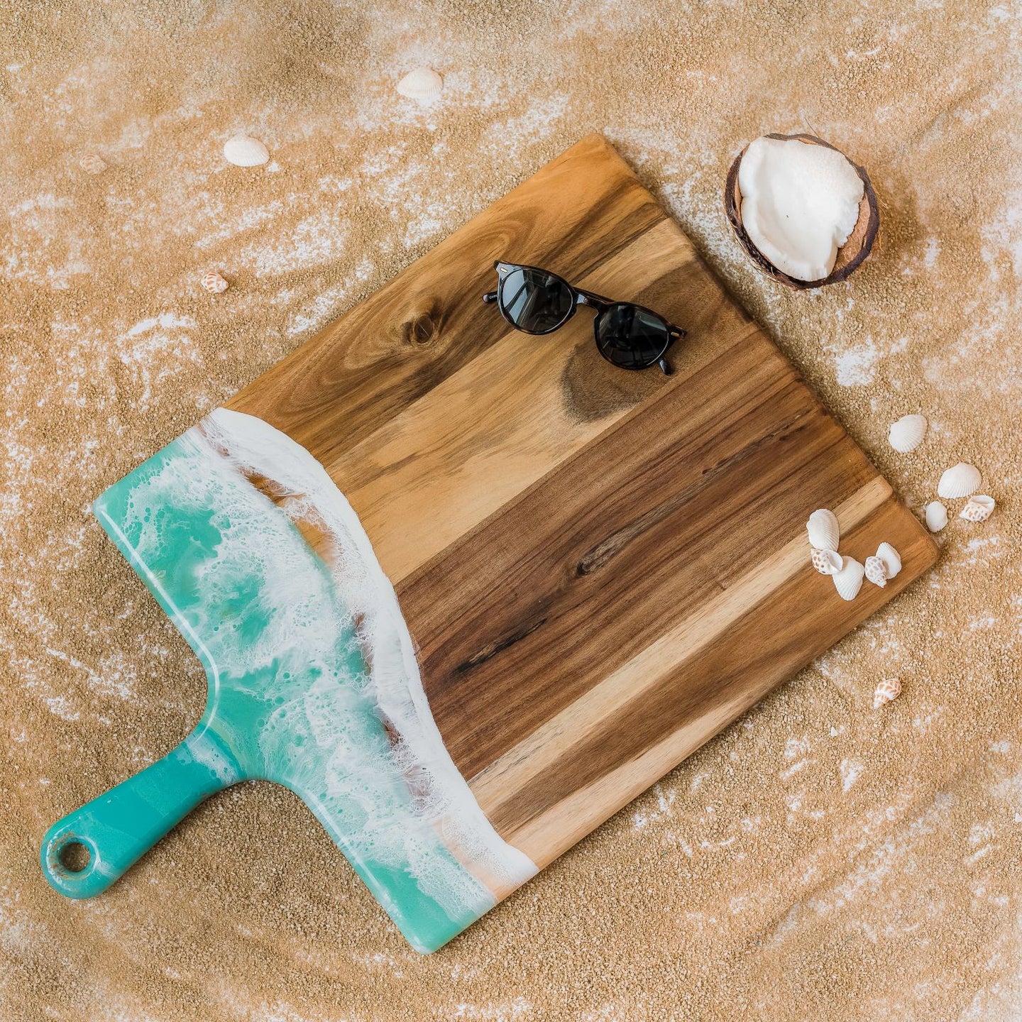 xl acacia cheese board accented with resin