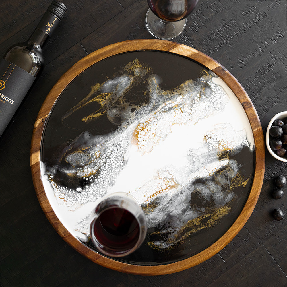 Acacia Lazy Susan with Onyx epoxy resin